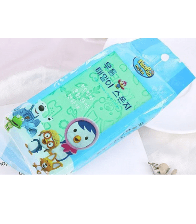 pororo sponge, eponge gommage tres doux de bain pour bebe et corps adulte - 1 unitee