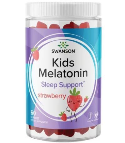 swanson, melatonine pour enfants, soutien du sommeil, fraise, 60 gommes 