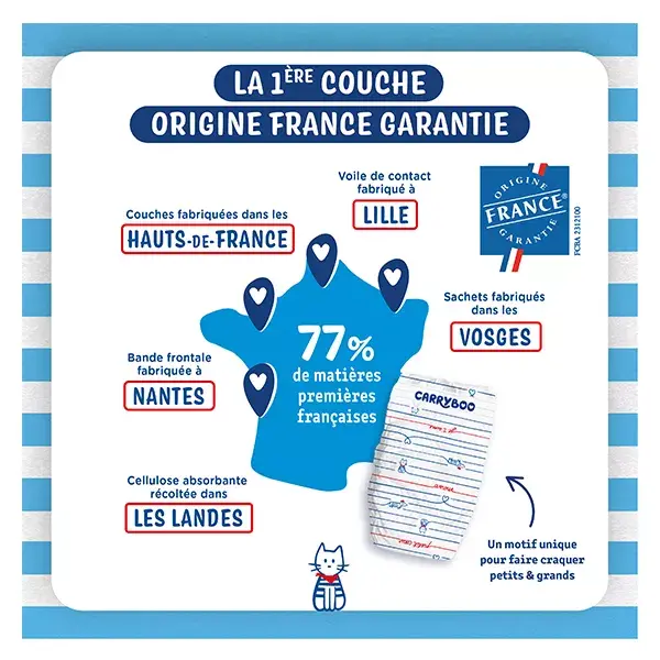 CARRYBOO COUCHES &Eacute;COLOGIQUES TAILLE 2 ( 3-6 KG ) 50 UNITES