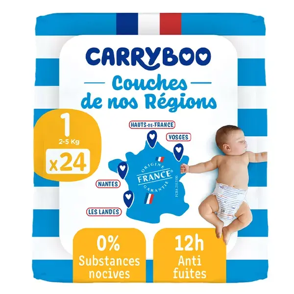 CARRYBOO COUCHES TAILLE 1 – ( 2+5 KG ) – 24U