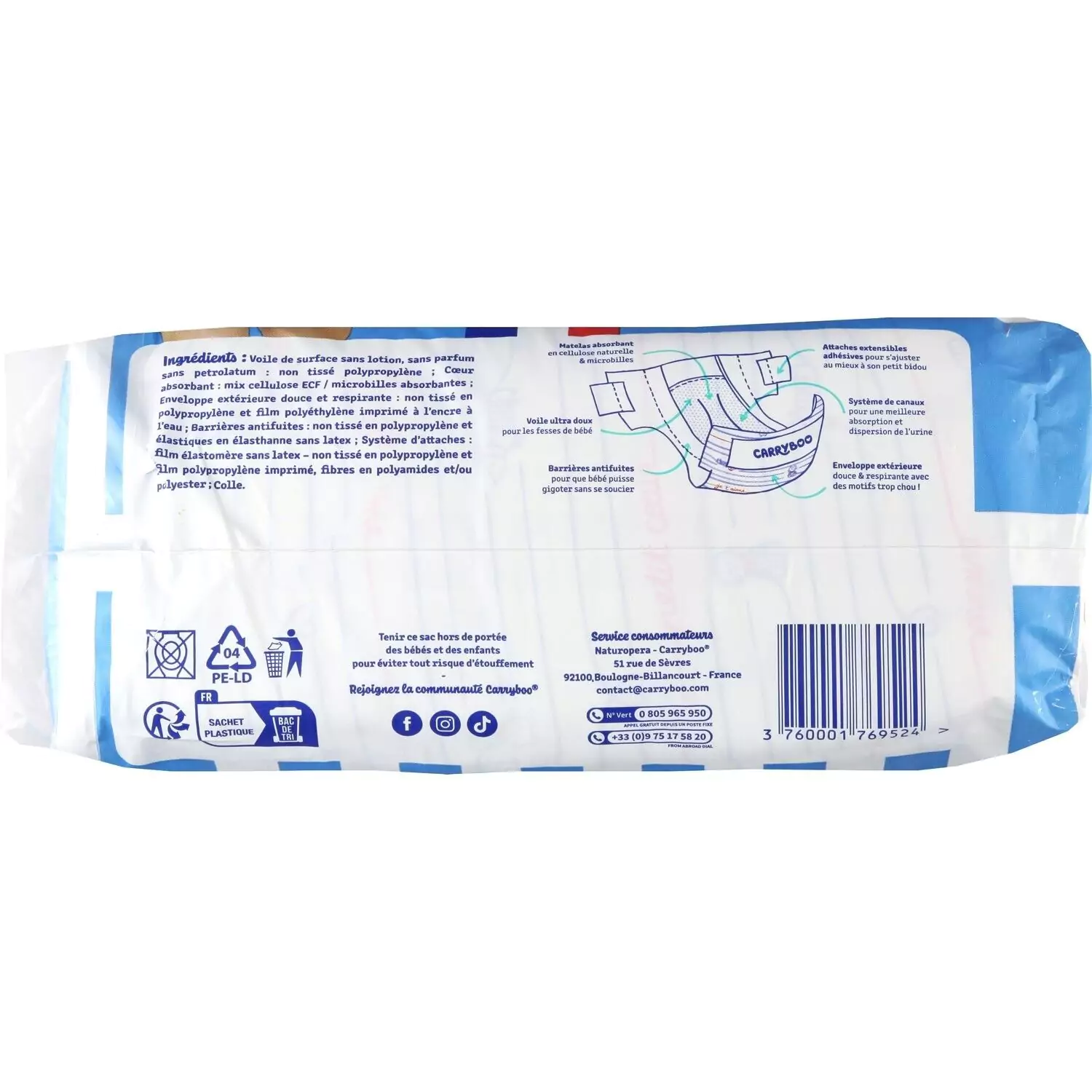 CARRYBOO COUCHE TAILLE 5 ( 12-25KG ) X 40 U