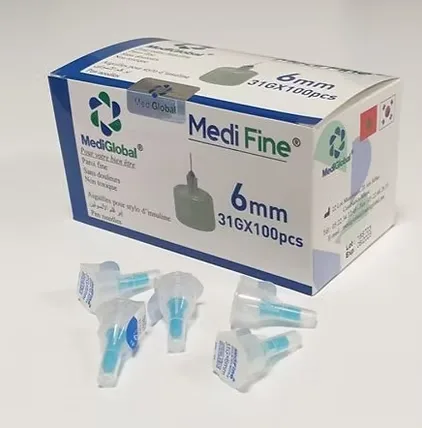 MEDI FINE AIGUILLES POUR STYLOS D&rsquo;INSULINE – 6 MM – 32 G x 100 PCS