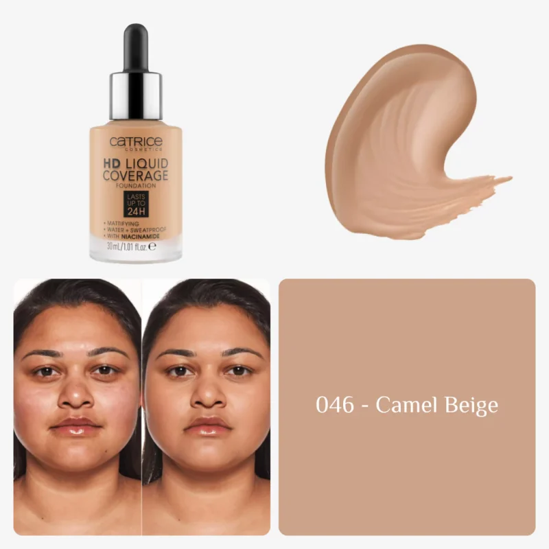catrice liquid coverage hd fond teint 046 — couvrance totale longue tenue