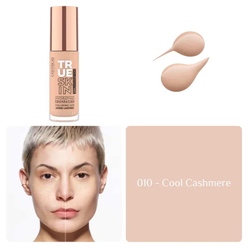 catrice true skin fond de teint hydratant 010 — couvrance naturelle peaux ultra-claires