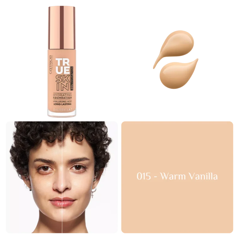 catrice true skin fond de teint hydratant 015 — couvrance naturelle peaux tres claires