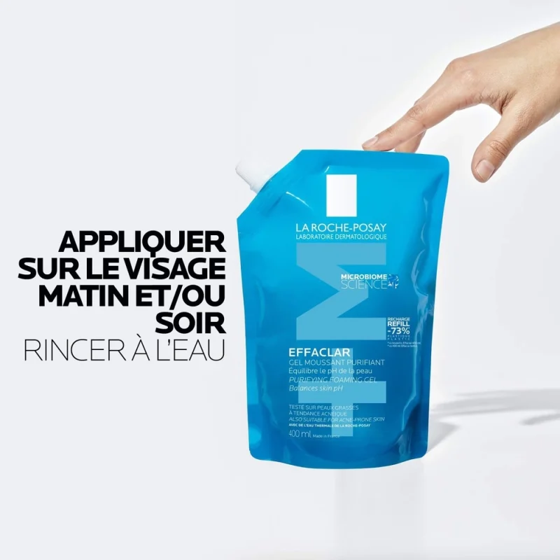 effaclar recharge gel moussant 400ml — nettoyant peau grasse