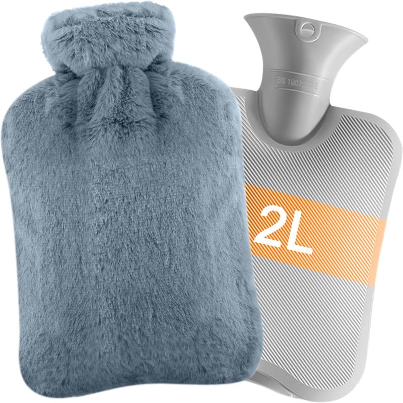 bouillotte a eau 2l housse peluche ultra douce — chaleur longue duree