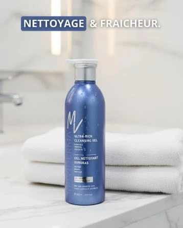 gel nettoyant sur un fond elegant.